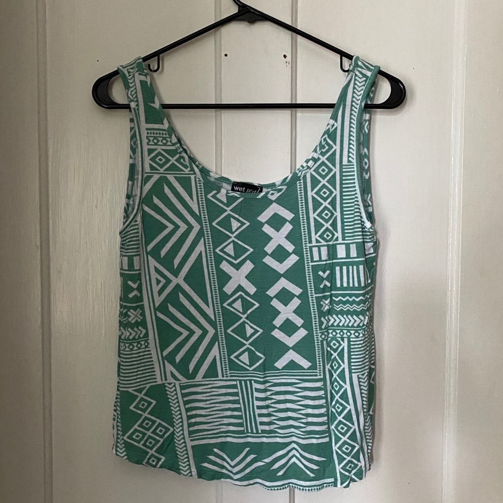 Patterned Seafoam Green Tank